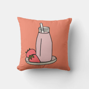 Sweet strawberry milkshake cute pink cushion