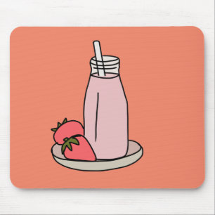 Sweet strawberry milkshake cute pink mouse mat