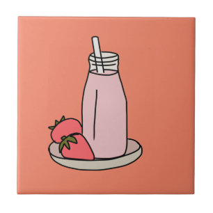 Sweet strawberry milkshake cute pink tile