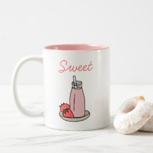 Sweet strawberry milkshake cute pink Two-Tone coffee mug