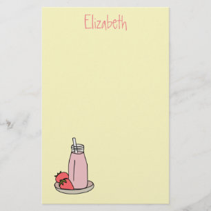Sweet strawberry milkshake pink cute stationery