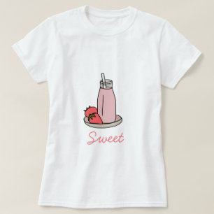 Sweet strawberry milkshake pink cute T-Shirt