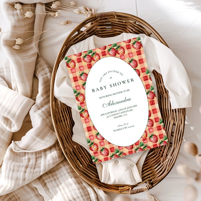 Sweet Strawberry Picnic Baby Shower Invitation (Creator Uploaded)