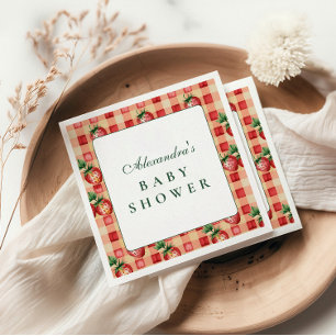 Sweet Strawberry Picnic Baby Shower Napkin