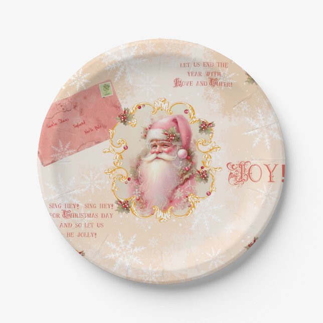 Sweet Strawberry Santa paper plates (Front)