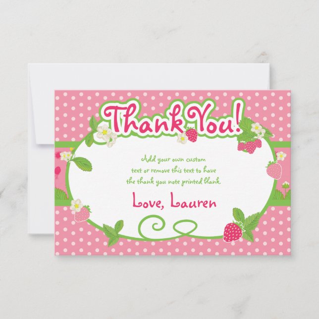 Sweet, Strawberry Thank You Cards (Front)