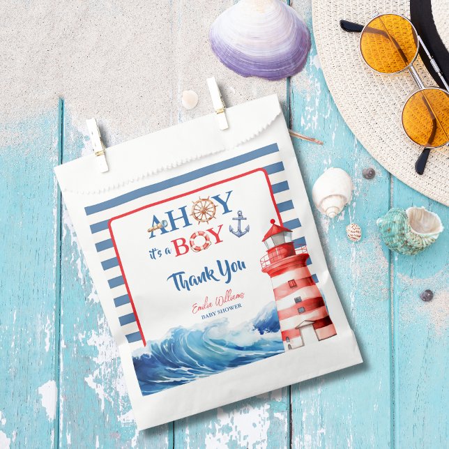 Sweet Striped Blue Red Nautical Ahoy Boy  Favour Bags (Creator Uploaded)