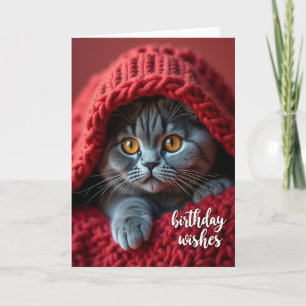 Sweet Striped Cat Birthday Card