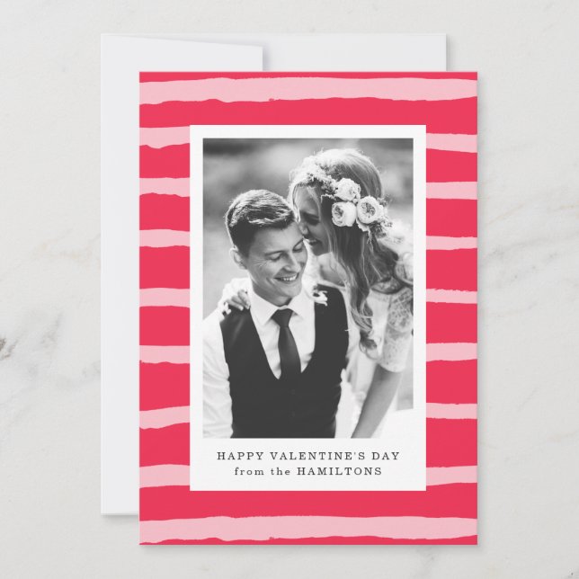 Sweet Stripes | Red Valentine's Day Photo Card (Front)