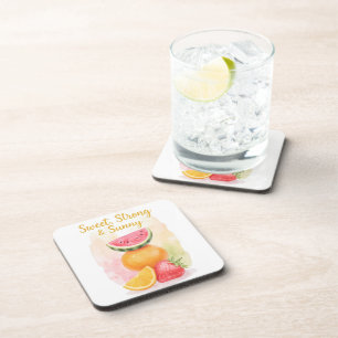 Sweet, Strong & Sunny – Watercolor Fruit  Coaster