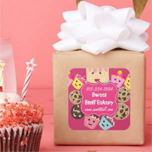 Sweet Stuff Cake Cookies and Cupcake Bakery Square Sticker