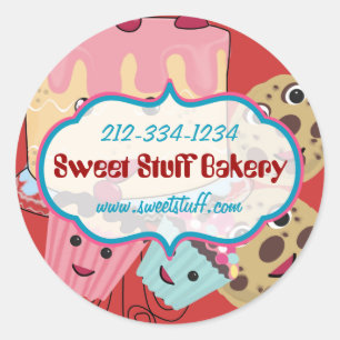 Sweet Stuff Cake Cookies and Cupcake BakerySticker Classic Round Sticker