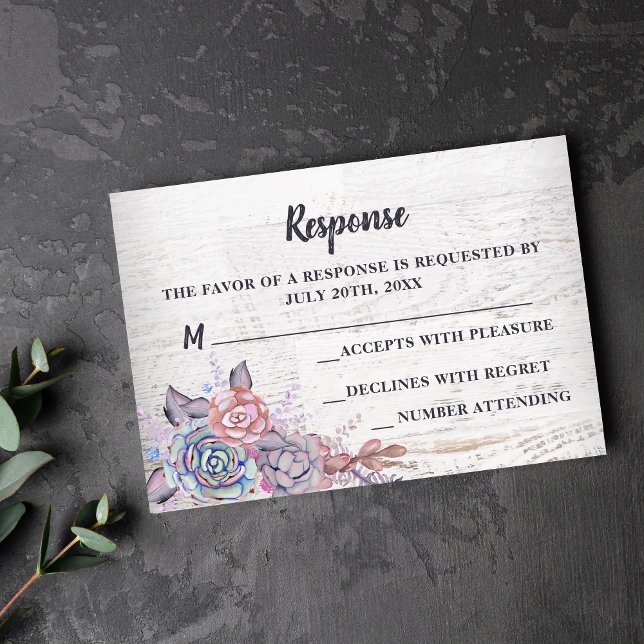 Sweet Succulents Rustic Watercolor Mauve Response (Creator Uploaded)