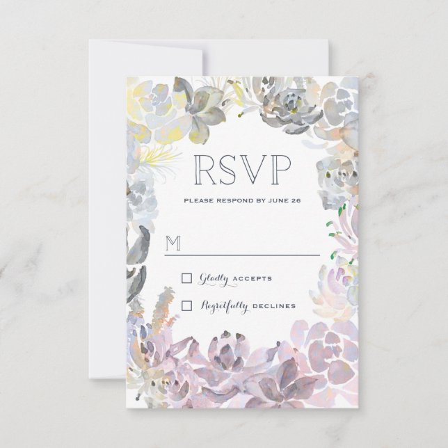 Sweet Succulents Wedding RSVP (Front)