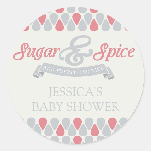 SWEET Sugar and Spice Baby Shower Classic Round Sticker (Front)