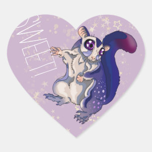 Sweet Sugar Glider Baby Heart Sticker