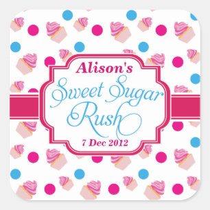 Sweet Sugar Rush Cute Cupcake Birthday Stickers