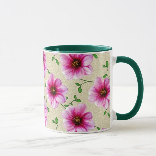 Sweet Summer Botanical Pink Flower Mug (Right)