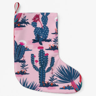 Sweet Summer Cactus Blooming Pattern Small Christmas Stocking