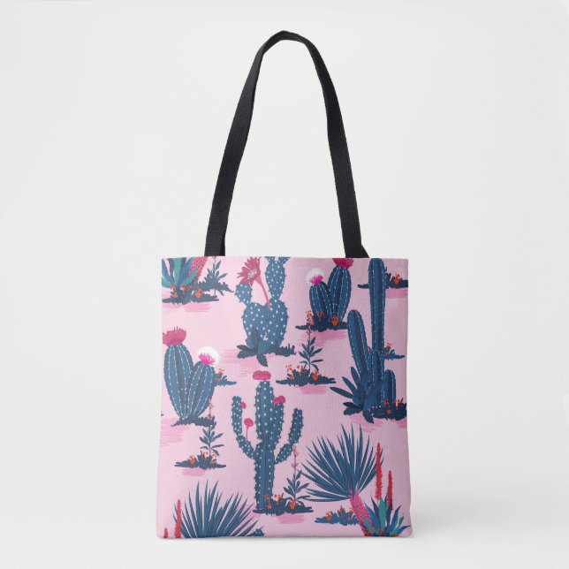 Sweet Summer Cactus Blooming Pattern Tote Bag (Front)