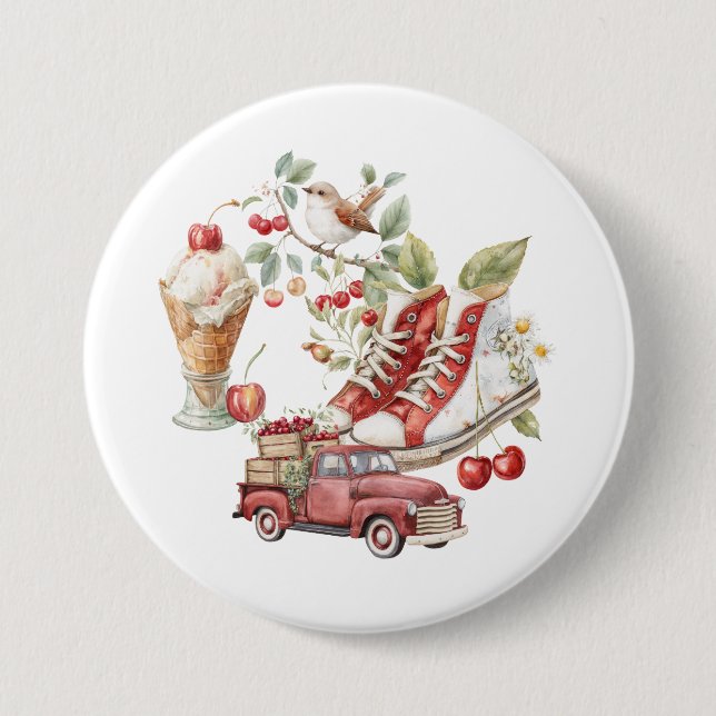 Sweet Summer Cherries 7.5 Cm Round Badge (Front)