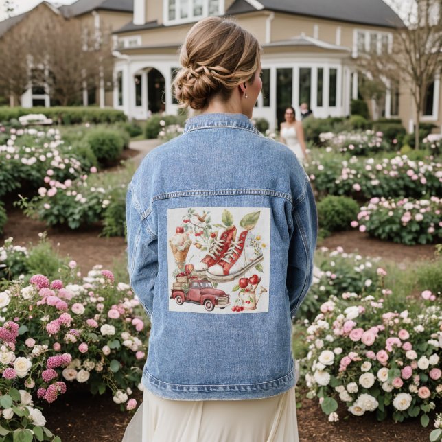 Sweet Summer Cherries Denim Jacket (Wedding Back)