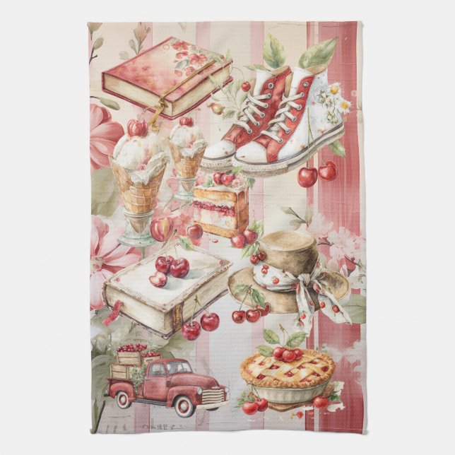 Sweet Summer Cherries Tea Towel (Vertical)