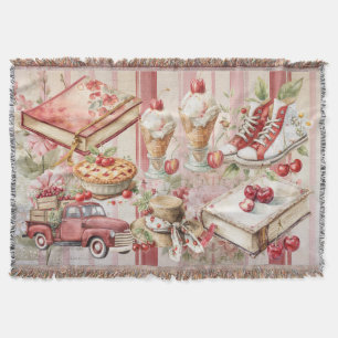 Sweet Summer Cherries Throw Blanket