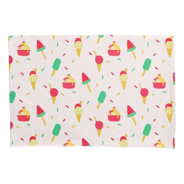Sweet Summer Fun Rainbow Ice Cream Sprinkles Pillowcase (Front)