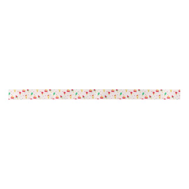 Sweet Summer Fun Rainbow Ice Cream Sprinkles Satin Ribbon (Front)