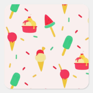 Sweet Summer Fun Rainbow Ice Cream Sprinkles Square Sticker