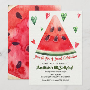 Sweet, Summer Fun, Watermelon Birthday Invitation