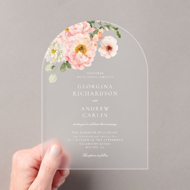 Sweet Summer Garden Acrylic  Wedding Invitation (Insitu (Handheld))