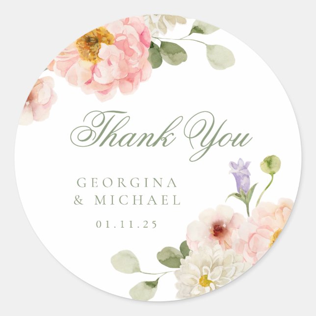Sweet Summer Garden Wedding  Classic Round Sticker (Front)