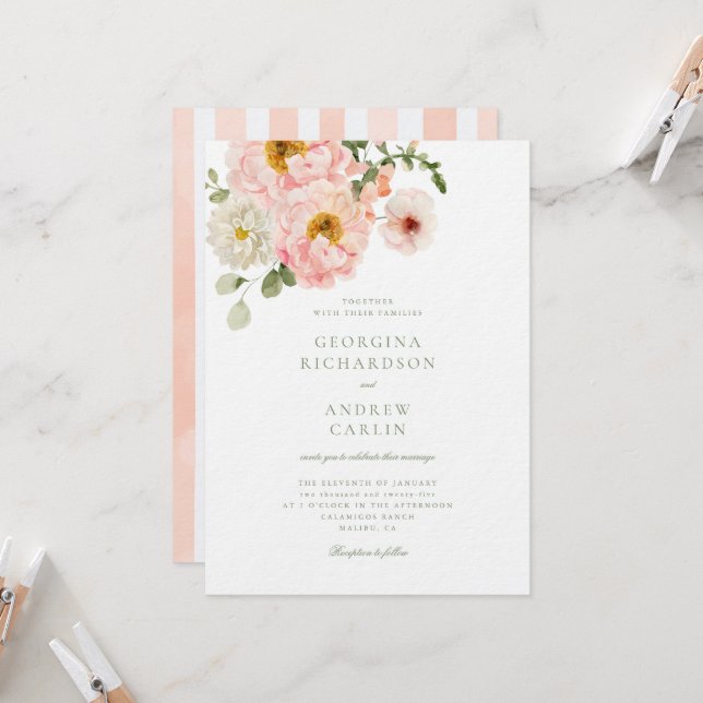 Sweet Summer Garden Wedding Invitation (Front/Back In Situ)