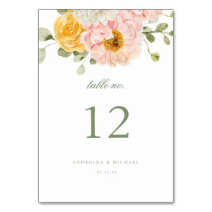 Sweet Summer Garden Wedding Table Number