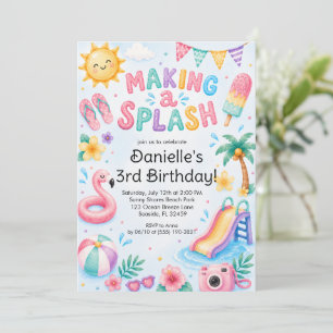 Sweet Summer Making a Splash Birthday Invitation