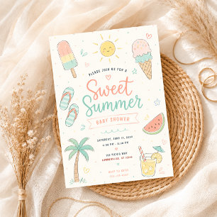 Sweet Summer Party Tropical hand-drawn baby shower Invitation