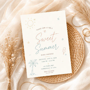 Sweet Summer Party Tropical hand-drawn baby shower Invitation