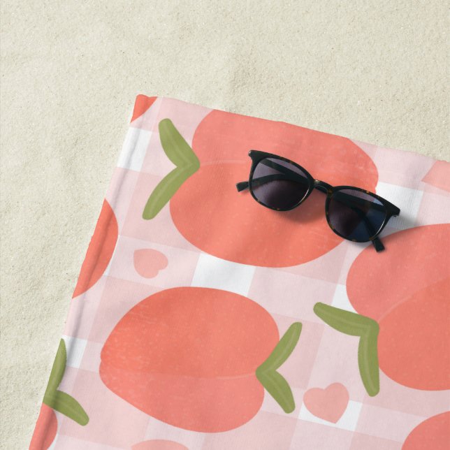 Sweet Summer Peach Pattern Beach Towel (In Situ)