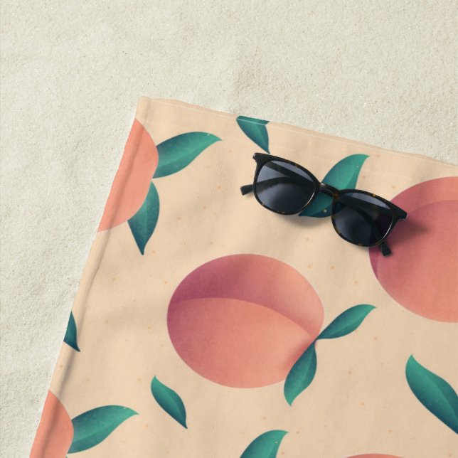 Sweet Summer Peach Pattern Beach Towel (In Situ)