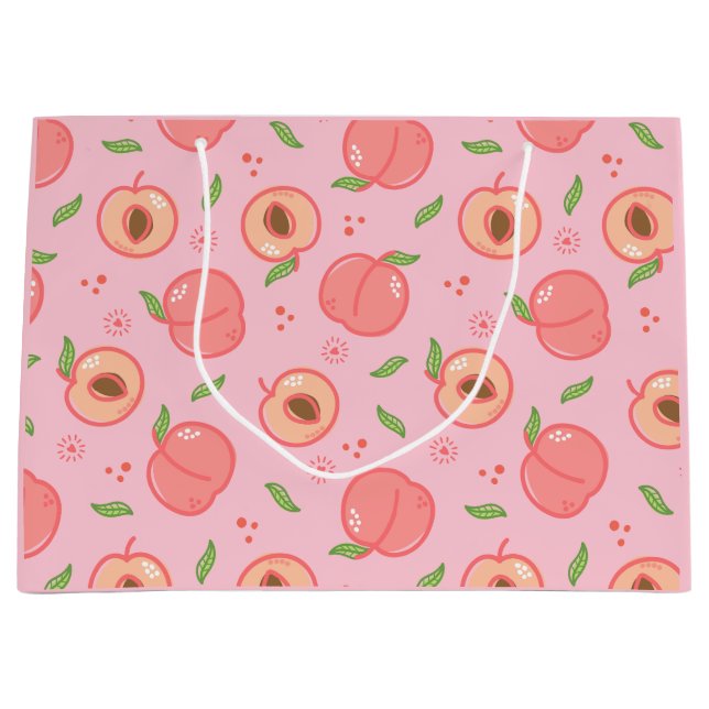 Sweet Summer Peach Pattern Large Gift Bag (Front)
