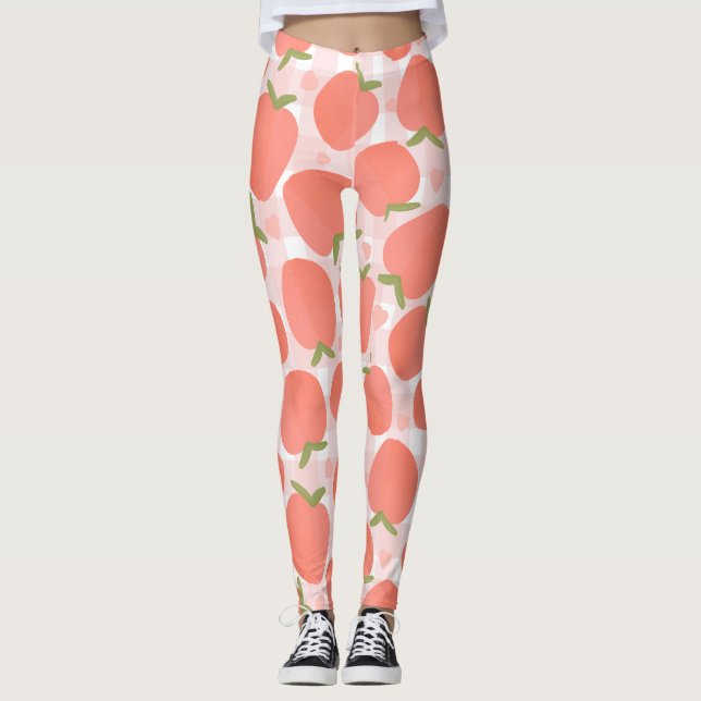 Sweet Summer Peach Pattern Large  Leggings (Front)