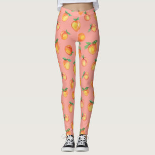 Sweet Summer Peach Pattern Large Leggings