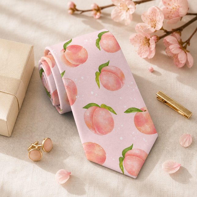 Sweet Summer Peach Pattern Large  Tie (Creator Uploaded)