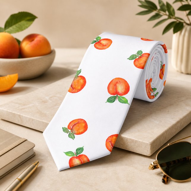 Sweet Summer Peach Pattern Large  Tie (Creator Uploaded)
