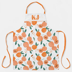 Sweet Summer Peach Pattern   Monogram Apron