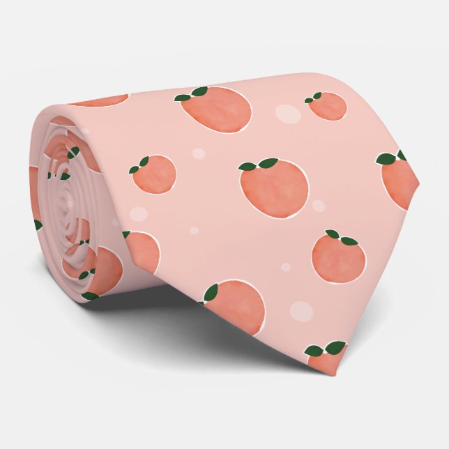 Sweet Summer Peach Pattern Tie (Rolled)