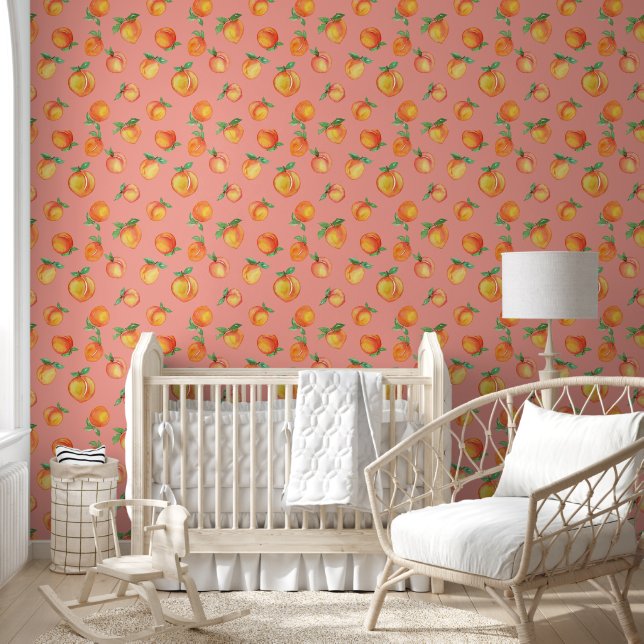 Sweet Summer Peach Pattern Wallpaper (Kids)