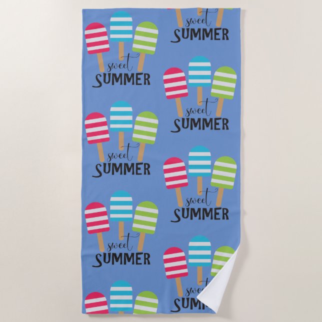 Sweet Summer Popsicles Beach Towel (Front)